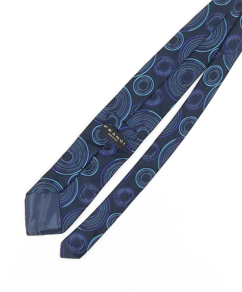Mens Frangi Blue Geometric 100% Silk  Tie