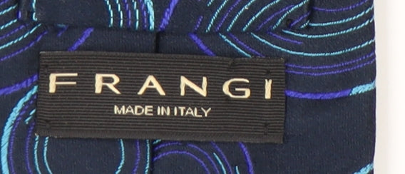 Mens Frangi Blue Geometric 100% Silk  Tie