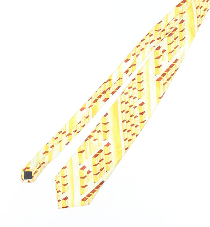 BAR-ON Men's Yellow Geometric Silk Slim Tie