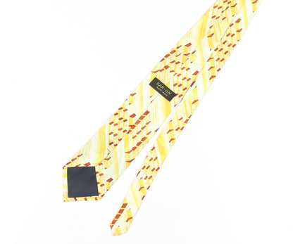 BAR-ON Men's Yellow Geometric Silk Slim Tie