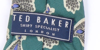 Ted Baker Men's Green Silk Paisley Tie