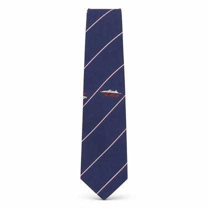 Queen Elizabeth 2 Men's Blue Striped Slim Tie Vintage