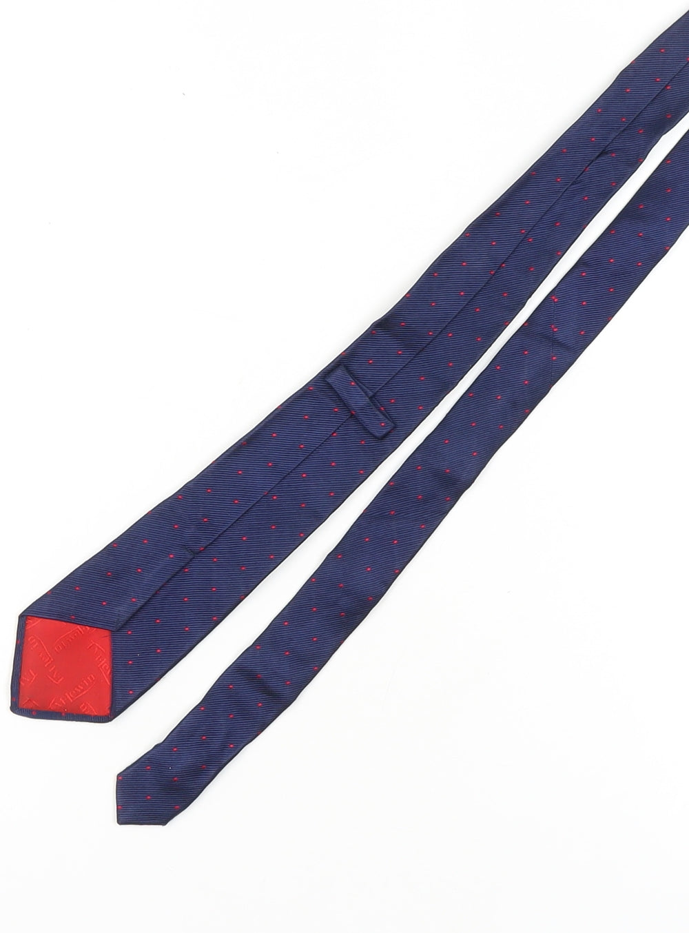 T.M.Lewin Men's Blue Silk Polka Dot Tie Handmade