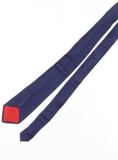 T.M.Lewin Men's Blue Silk Polka Dot Tie Handmade