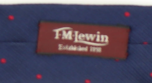 T.M.Lewin Men's Blue Silk Polka Dot Tie Handmade