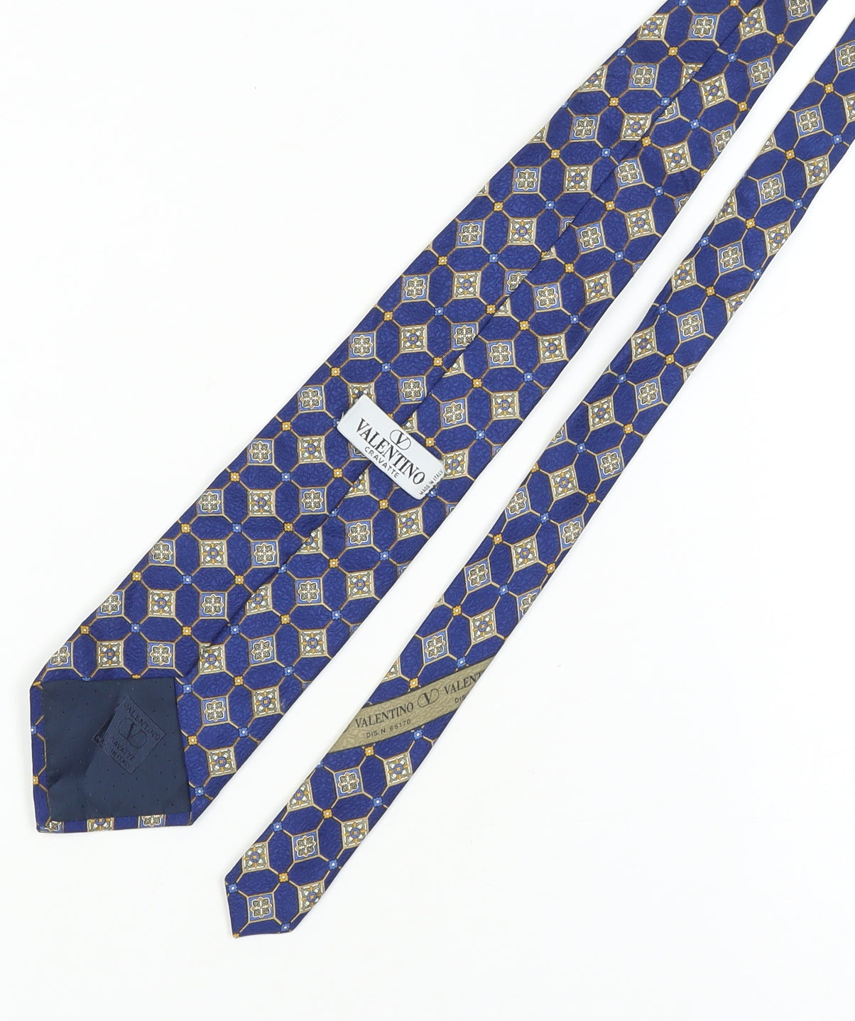 Valentino Men's Blue Geometric Silk Designer Tie