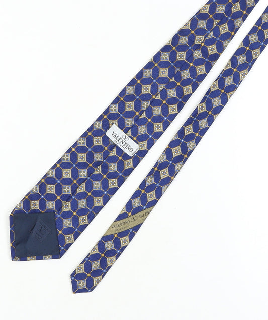 Valentino Men's Blue Geometric Silk Designer Tie