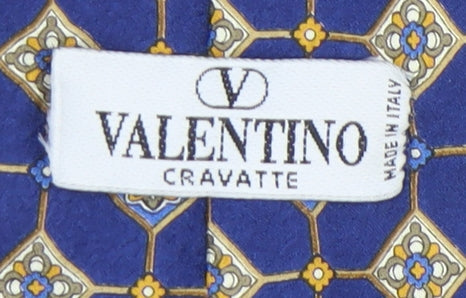 Valentino Men's Blue Geometric Silk Designer Tie