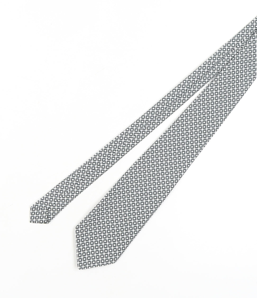 Moss Bros Men's Grey Geometric Silk Tie