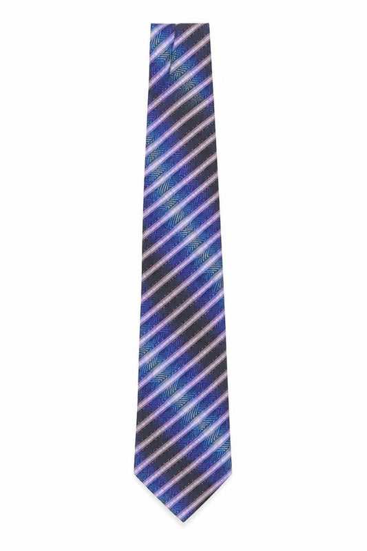 Tino Cosma Blue Silk Slim Tie for Men - Striped Pattern