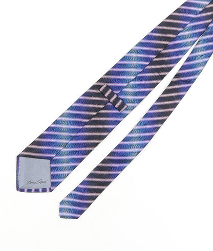 Tino Cosma Blue Silk Slim Tie for Men - Striped Pattern