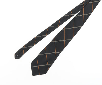Pierre Cardin Men's Black Silk Tie Plaid Pattern