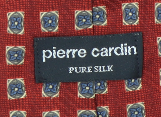 Pierre Cardin Red Silk Geometric Tie for Men