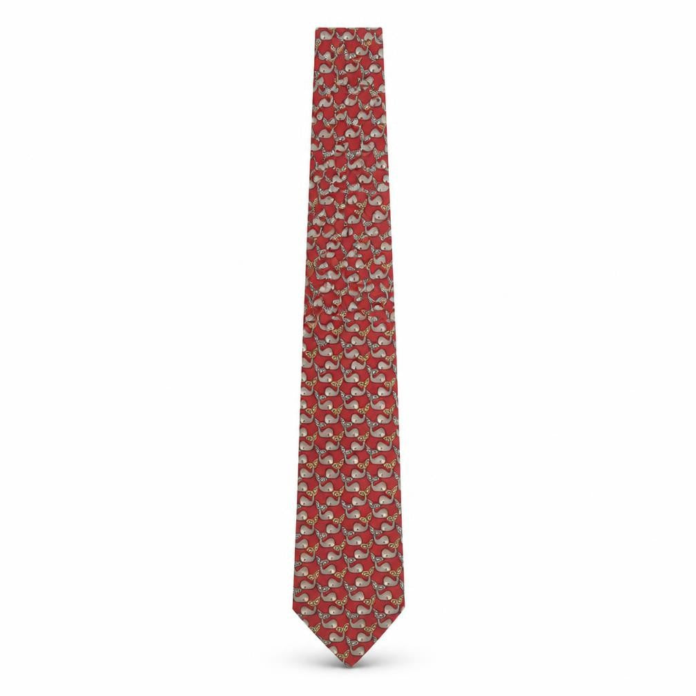 Mens Jonelle Red Animal Print 100% Silk  Tie
