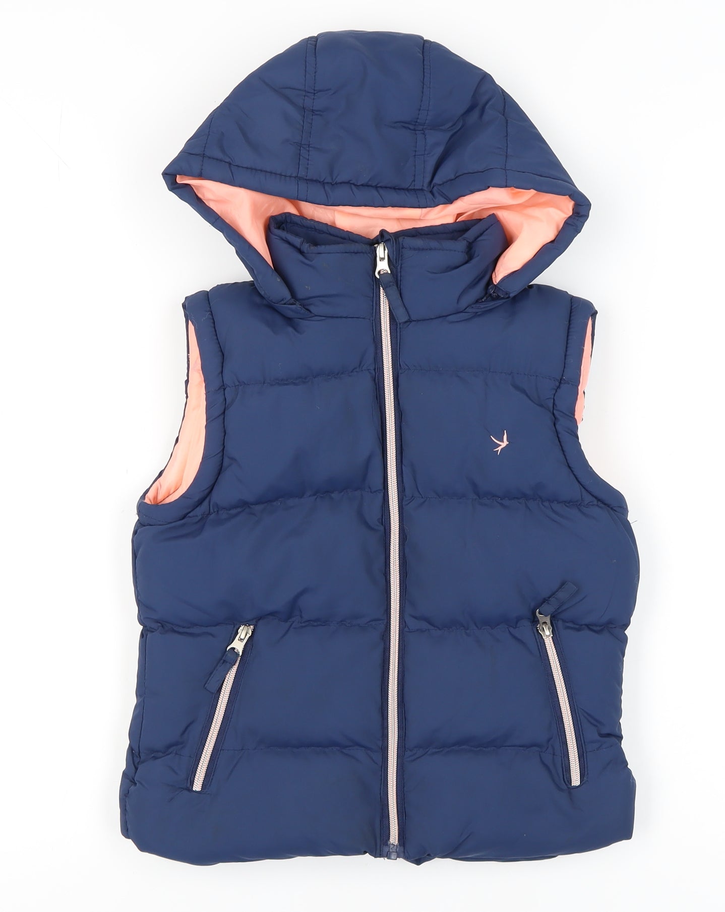 YD Girls Blue Puffer Jacket 9-10 Years Hooded Zipper
