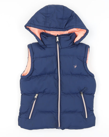 YD Girls Blue Puffer Jacket 9-10 Years Hooded Zipper