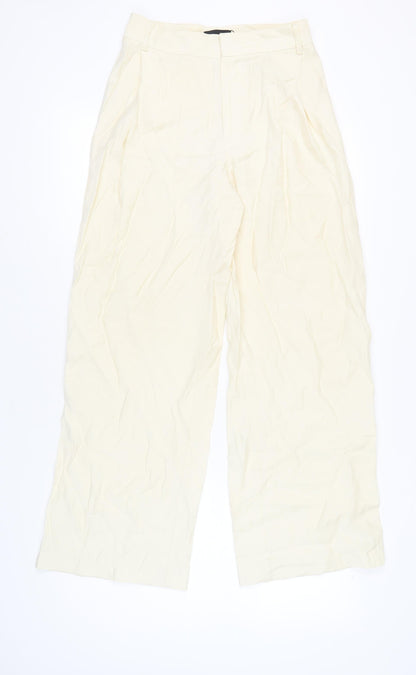 Zara Women's Ivory Wide-Leg Trousers XS