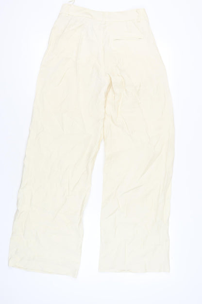 Zara Women's Ivory Wide-Leg Trousers XS