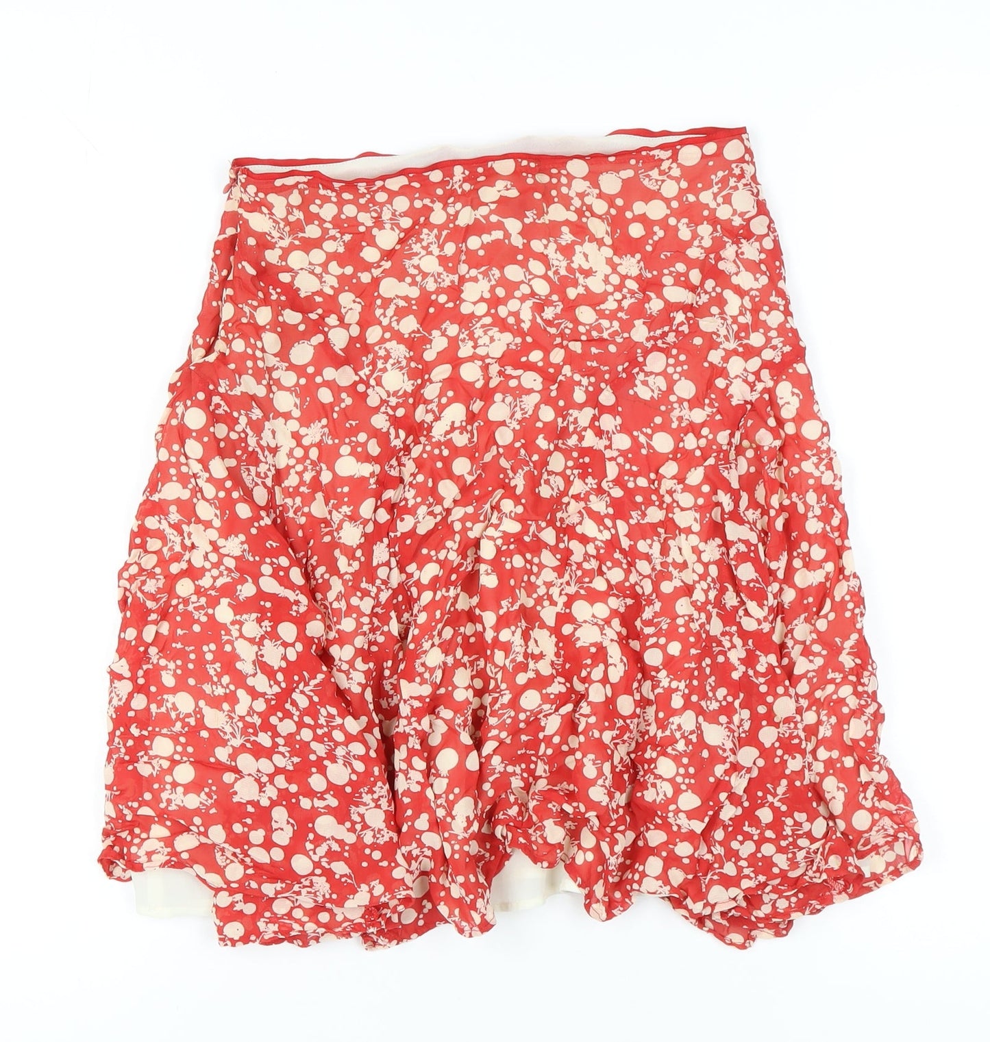 MNG Women's Red Floral Bubble Hem Skirt, Size 8
