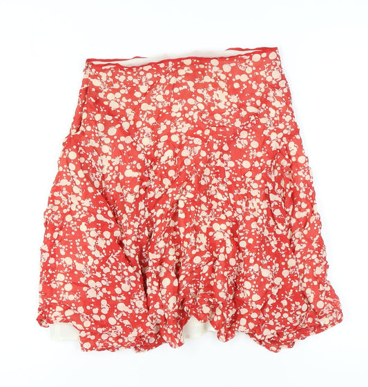 MNG Women's Red Floral Bubble Hem Skirt, Size 8