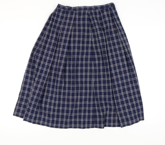 Eastex Women's Blue Plaid Midi Pleated Skirt - Size 12