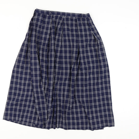 Eastex Women's Blue Plaid Midi Pleated Skirt - Size 12