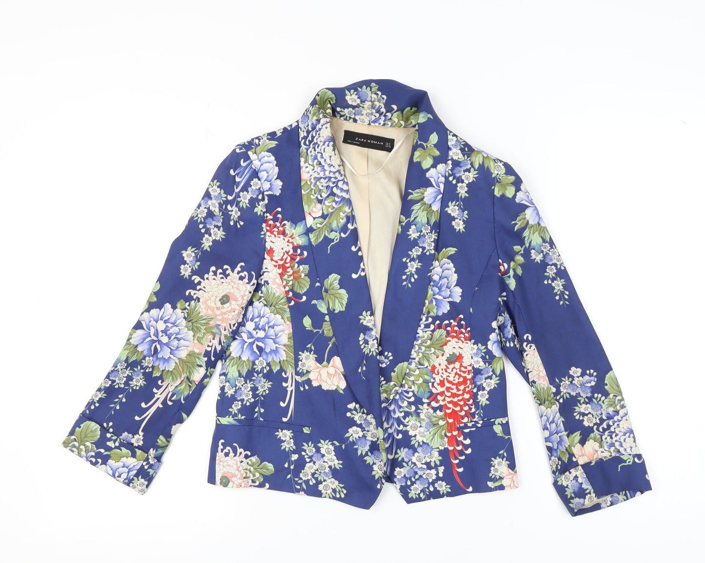 Zara Women's Blue Floral Blazer Jacket Size S