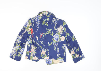 Zara Women's Blue Floral Blazer Jacket Size S