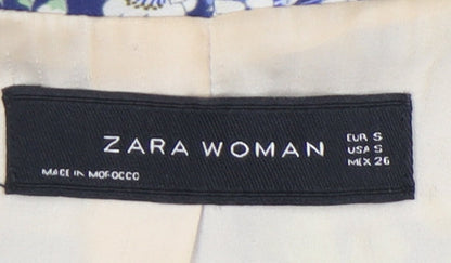 Zara Women's Blue Floral Blazer Jacket Size S