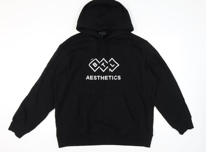 Mens UK Size 2XL H&M Black Pullover Hoodie