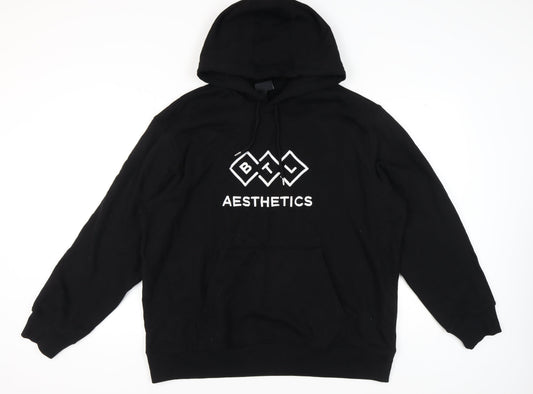 Mens UK Size 2XL H&M Black Pullover Hoodie