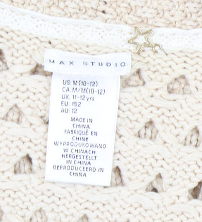 Max Studio Teens Beige Knit Vest - Size 12