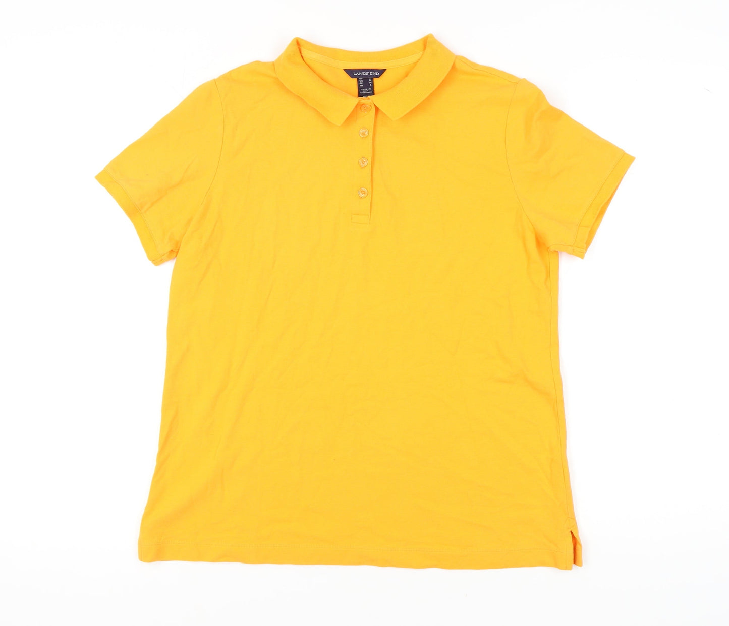 Lands' End Women's Yellow Polo Shirt M Classic Fit