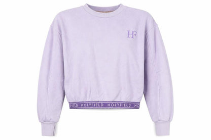 Front view of Holyfield girls’ purple sweatshirt m 12-13 years pullover