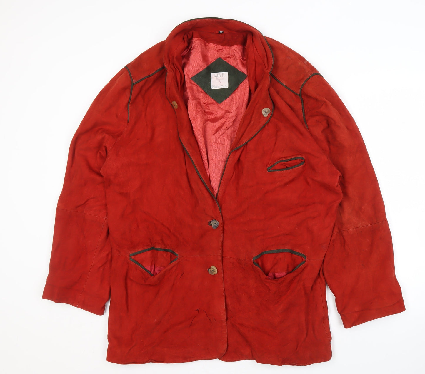 Peter Hahn Women's Red Suede Blazer Size 14