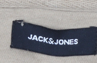 Mens UK Size M JACK & JONES Beige Pullover Hoodie
