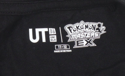 Uniqlo Pokémon Black Anime T-Shirt, Size 11-12, Cotton