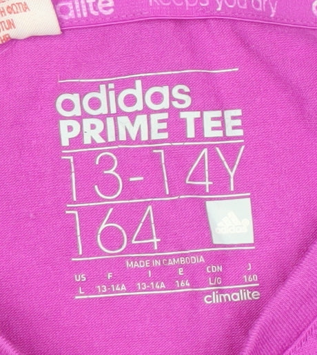 Adidas Girls Purple T-Shirt 13-14Y Breathable Activewear New