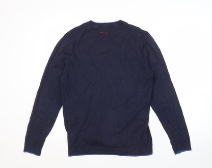 Ted Baker Men's Blue Jumper, L - V-Neck, Cotton Blend