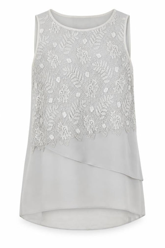 Mint Velvet Women's Grey Hi-Low Lace Shift Dress