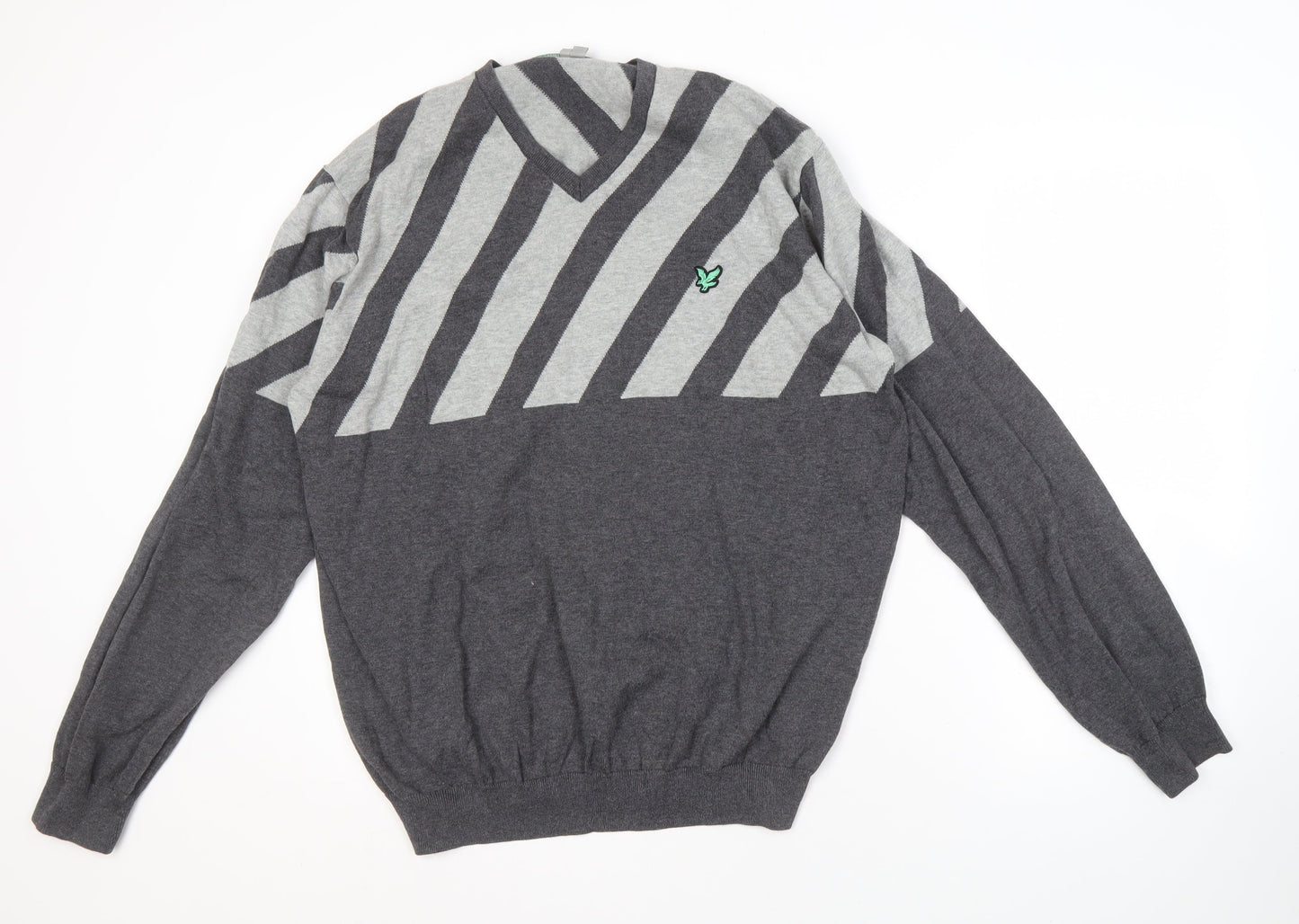 Lyle & Scott Grey Striped Men's 2XL Pullover Jumper