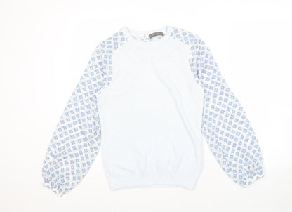 Mint Velvet Women's Blue Geometric Knit Pullover Jumper S