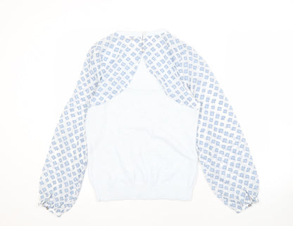 Mint Velvet Women's Blue Geometric Knit Pullover Jumper S