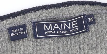 Maine New England Men's Grey Wool V-Neck Jumper M