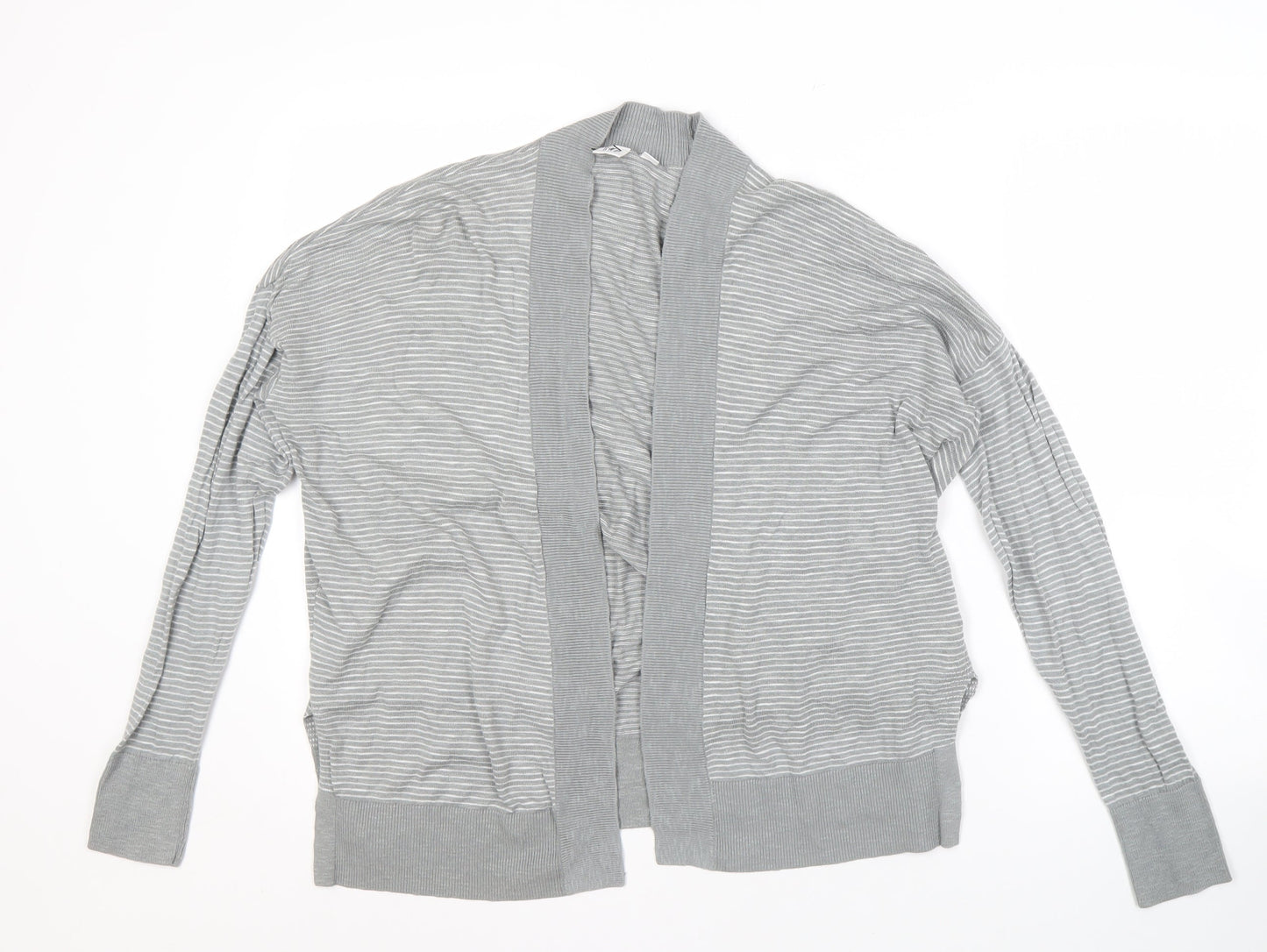 Gap Women's Grey Striped Open Front Cardigan M