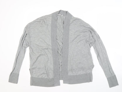 Gap Women's Grey Striped Open Front Cardigan M