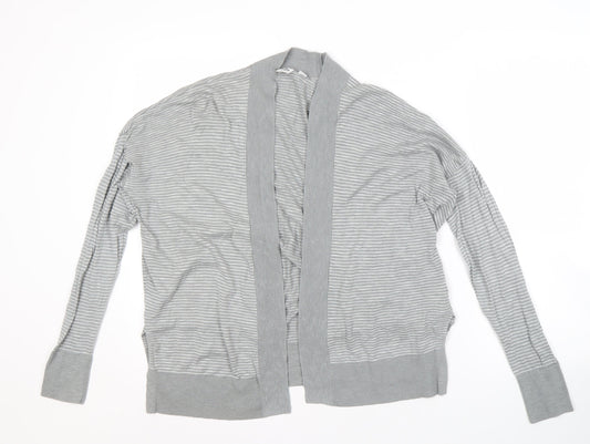 Gap Women's Grey Striped Open Front Cardigan M