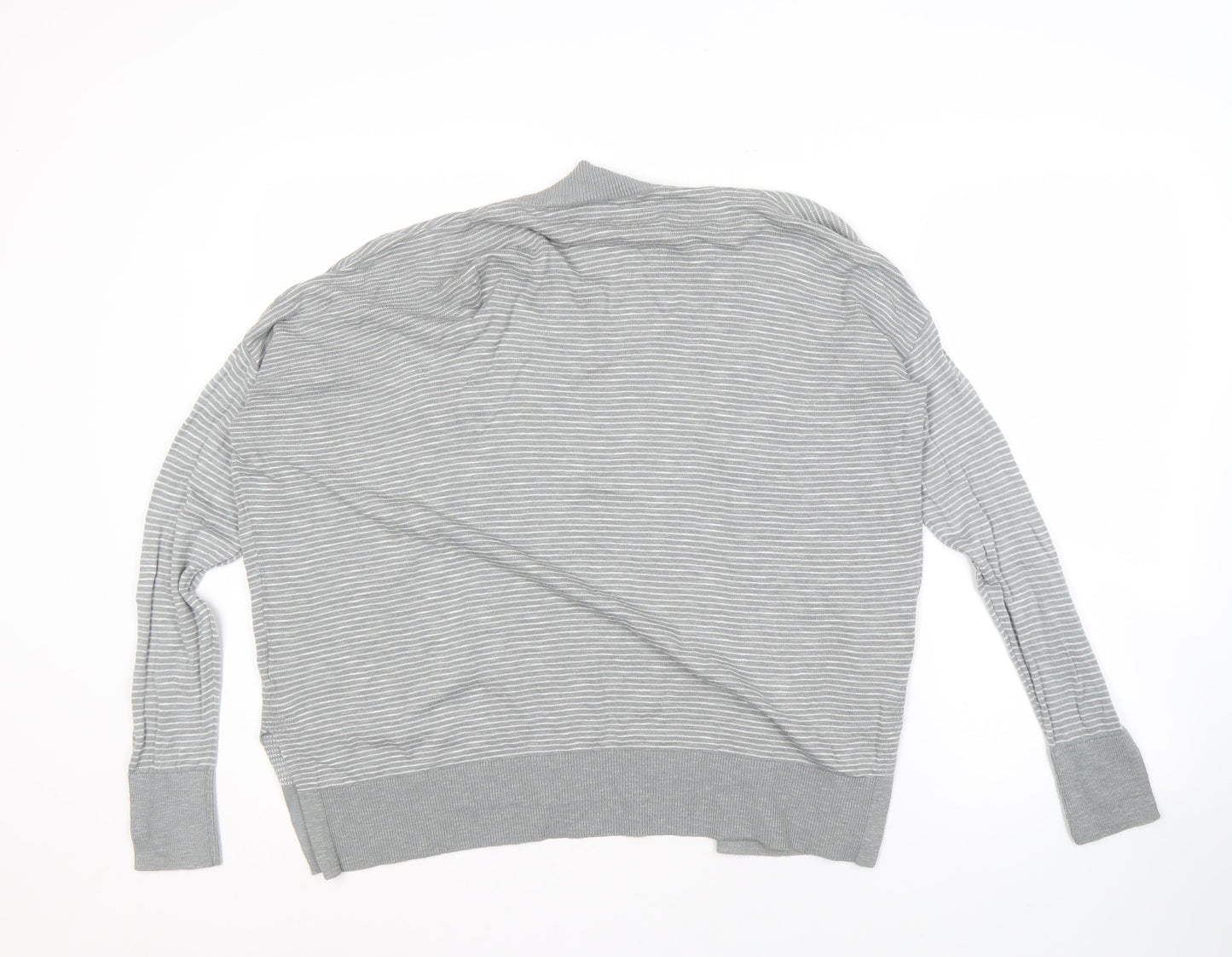 Gap Women's Grey Striped Open Front Cardigan M