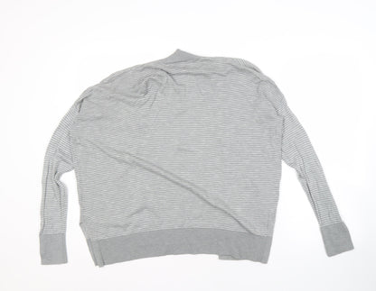 Gap Women's Grey Striped Open Front Cardigan M