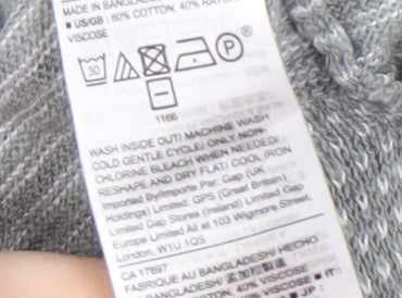 Gap Women's Grey Striped Open Front Cardigan M